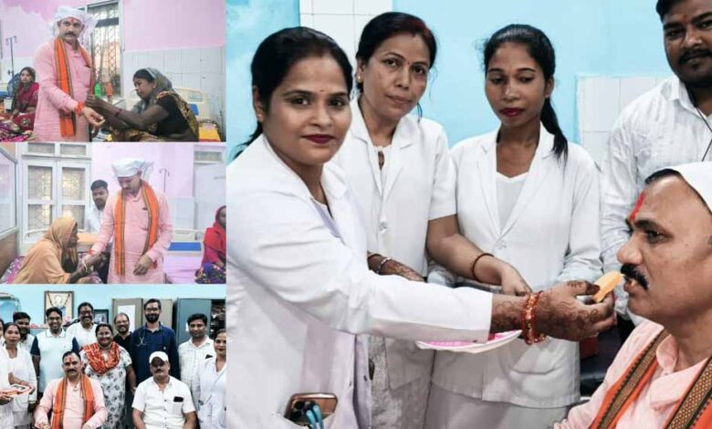 स्वास्थ्य-मंत्री-श्याम-बिहारी-जायसवाल-ने-अस्पताल-में-नर्सिंग-स्टाफ-संग-मनाया-रक्षाबंधन,-सेवा-समर्पण-को-दिया-सम्मान
