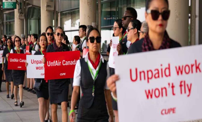 यात्रियों-की-बढ़ी-मुश्किलें,-एयर-कनाडा-की-उड़ानें-रद्द,-फ्लाइट-अटेंडेंट्स-की-हड़ताल-जारी