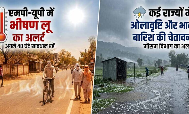 मौसम-का-डबल-अटैक:-एमपी-यूपी-में-भीषण-लू-का-अलर्ट,-कई-राज्यों-में-ओलावृष्टि-और-भारी-बारिश-की-चेतावनी