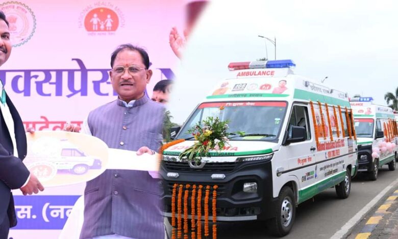 प्रदेश-की-लाइफलाइन-हुई-सशक्त:-मुख्यमंत्री-विष्णुदेव-साय-ने-370-नई-एम्बुलेंस-को-दिखाई-हरी-झंडी