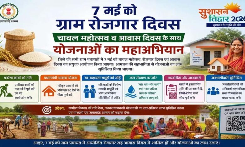 07-मई-को-ग्राम-पंचायतों-में-चावल-महोत्सव,-रोजगार-और-आवास-दिवस-का-त्रिवेणी-संगम
